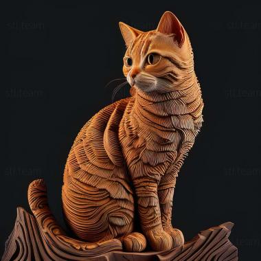 3D model American Wirehair cat (STL)